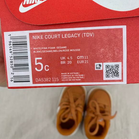 Nike Air Force 1 (TDV) Brown/White Sneaker Shoes Size 3C Toddler/Infant - Picture 6 of 6